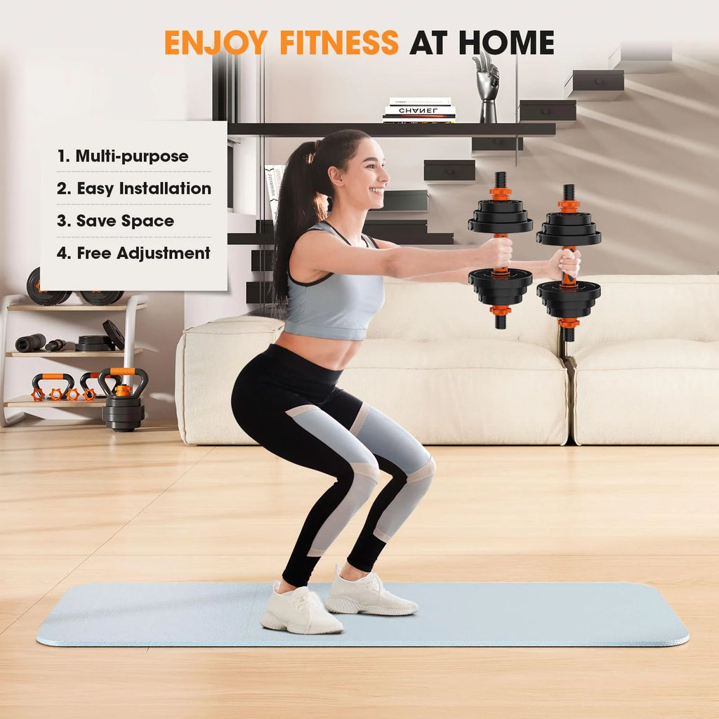 THAILE 4-in-1 Adjustable Dumbbell Set, Multifunctional Workout Equipment for Home Gym, 60 Lbs